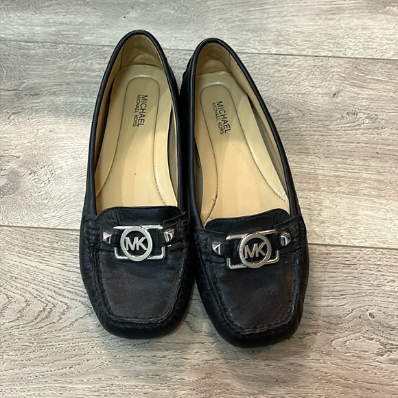 Michael Kors Shoes - Michael Kors Black Leather MK Logo Loafers